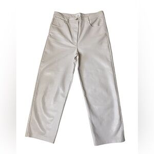Aritzia Wilfred beige Faux Lather high waisted Straight Ankle Pants